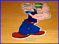 Vintage Popeye The Sailor Man +spinach 13 Metal Soda Cartoon Gasoline Oil Sign