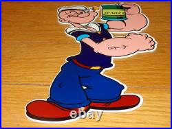 Vintage Popeye The Sailor Man +spinach 13 Metal Soda Cartoon Gasoline Oil Sign