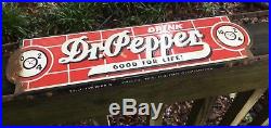 Vintage Porcelain Red Brick Dr Pepper Soda Pop Gas Station Metal Door Push Sign