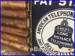 Vintage Porcelain Sign AT&T Bell telephone Metal Flange Sign Phone New England