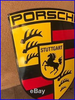Vintage Porsche Porcelain Dealer Metal Enamel Sign 24 x 18