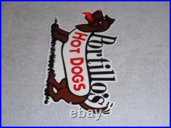 Vintage Portillo's Hot Dogs Weiner Dog Metal Portillos Fast Food Restaurant Sign