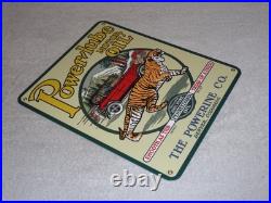 Vintage Power-lube Motor Oil Tiger 12 Porcelain Metal Gasoline Sign Powerine Co