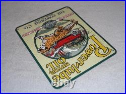 Vintage Power-lube Motor Oil Tiger 12 Porcelain Metal Gasoline Sign Powerine Co