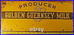 Vintage Producer Golden Guernsey Milk Metal Sign 2 Sided Heavy Metal 20 Dairy