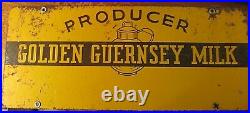Vintage Producer Golden Guernsey Milk Metal Sign 2 Sided Heavy Metal 20 Dairy