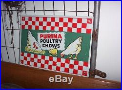 Vintage Purina Poultry Chows Chicken Feed Metal Sign 1950s Old Farm Advertising