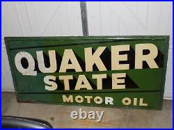 Vintage Quaker State 1950 Large Metal Embossed Sign