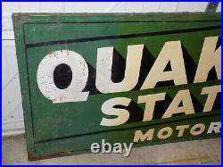 Vintage Quaker State 1950 Large Metal Embossed Sign