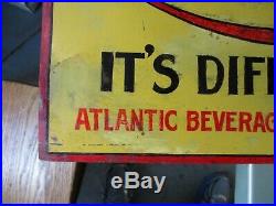 Vintage Queen Cola Embossed Metal Sign All Original Atlantic Bev Petersburg, Va