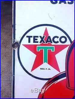 Vintage RARE Original TEXACO FIRE CHIEF 1947 Porcelain Metal Pump Sign
