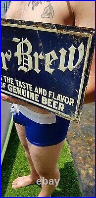 Vintage RARE Pre Prohibition Theo Hamms Beer Master Brew metal sign 28X10