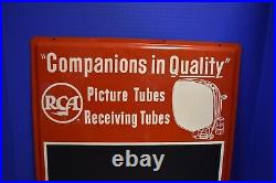 Vintage RCA Picture TV Tubes Chalkboard Litho Metal Sign Advertising 24 x 18