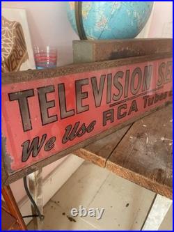 Vintage RCA television service lighted metal sign WORKING