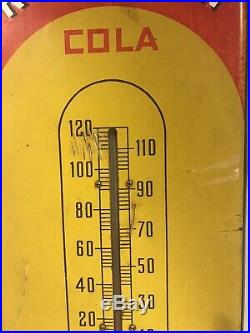 Vintage RC Royal Crown Coda Pop Metal Thermometer Sign pre-owned Works