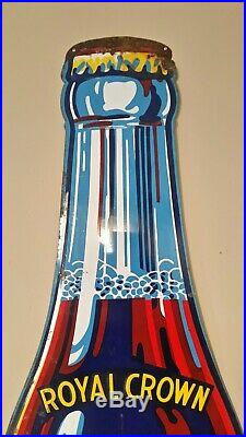 Vintage RC Royal Crown Cola Soda Pop Bottle 58×15 1/2 Embossed Metal Sign Nehi