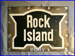 Vintage ROCK ISLAND Metal RAILROAD SIGN L@@K