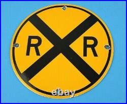 Vintage Railroad Crossing Porcelain Metal Gas Station Train Car 8 3/4 Sign