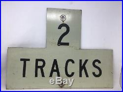 Vintage Railroad Sign 2 Tracks RR Train PRR Pennsylvania Metal Aluminum