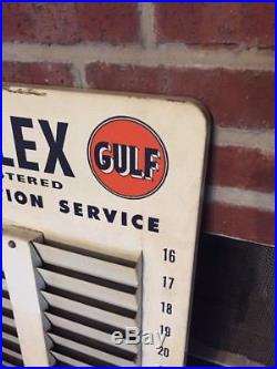 Vintage Rare 1940s Gulf Gulflex Lubrication Service Metal Sign Gas Oil Rack