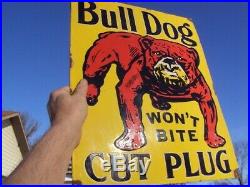 Vintage Rare Bulldog Tobacco Porcelain Advertising Metal Sign- Gas Oil Soda Beer