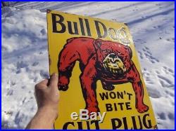 Vintage Rare Bulldog Tobacco Porcelain Advertising Metal Sign- Gas Oil Soda Beer