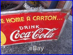 Vintage Rare Coca-Cola Coke 1940 Metal Carton Sign GAS OIL SODA Hard to Find