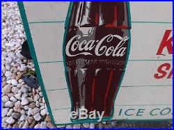 Vintage Rare Coca-Cola Coke 1950 Metal King Size with bottle Sign GAS OIL SODA