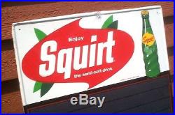 Vintage Rare Early Squirt Cola Metal Menu Board Sign With Glass Bottle Graphic