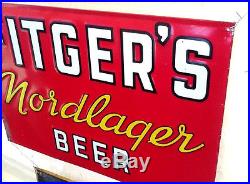 Vintage Rare Fitgers Nordlager Beer Metal Sign Duluth Minn MN 20inX14in