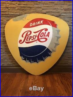 Vintage & Rare Metal Tear Drop Soda Advertising Sign Drink Pepsi Cola