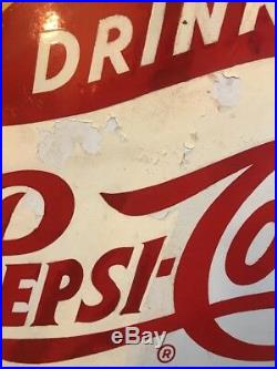 Vintage & Rare Metal Tear Drop Soda Advertising Sign Drink Pepsi Cola