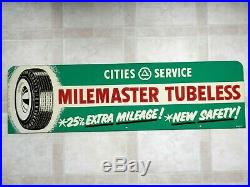 Vintage Rare Nos Near Mint 1957 Cities Service Tires Metal Signsuper Nicerare