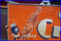 Vintage Rare Orange Crush Soda Pop Metal Sign With Large Crushy & Bottle Graphics