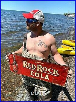 Vintage Rare Red Rock Cola Soda Pop Metal Sign 30X12