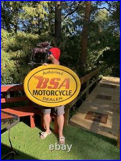 Vintage Rare large metal BSA Motorcycle Dealer Oval sign Gasoline / oil