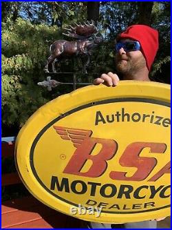 Vintage Rare large metal BSA Motorcycle Dealer Oval sign Gasoline / oil