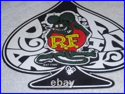 Vintage Ratfink Ace Of Spades 12 Porcelain Metal Gasoline & Oil Sign! Rat Fink