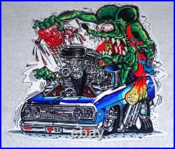 Vintage Ratfink Broken Heart? & Car Dr 12 Metal Rat Fink Ed Roth Gasoline Sign