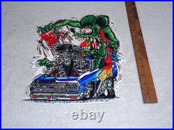 Vintage Ratfink Broken Heart? & Car Dr 12 Metal Rat Fink Ed Roth Gasoline Sign