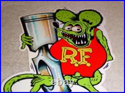 Vintage Ratfink Die-cut Rat Fink & Piston Ring 12 Metal Gasoline & Oil Sign Gas