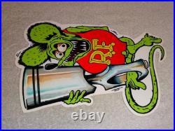 Vintage Ratfink Die-cut Rat Fink & Piston Ring 12 Metal Gasoline & Oil Sign Gas