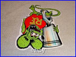 Vintage Ratfink Die-cut Rat Fink & Piston Ring 12 Metal Gasoline & Oil Sign Gas