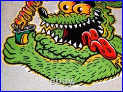 Vintage Ratfink Drinks Soda Can & You Mother Metal Ed Roth Gas Oil Rat Fink Sign