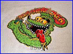 Vintage Ratfink Drinks Soda Can & You Mother Metal Ed Roth Gas Oil Rat Fink Sign
