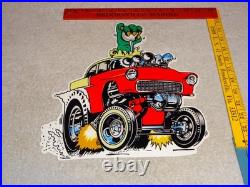 Vintage Ratfink Drives 1950 Stick Chevrolet 12 Metal Gasoline Oil Rat Fink Sign