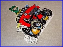 Vintage Ratfink Drives 1950 Stick Chevrolet 12 Metal Gasoline Oil Rat Fink Sign