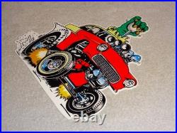 Vintage Ratfink Drives 1950 Stick Chevrolet 12 Metal Gasoline Oil Rat Fink Sign