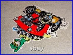 Vintage Ratfink Drives 1950 Stick Chevrolet 12 Metal Gasoline Oil Rat Fink Sign