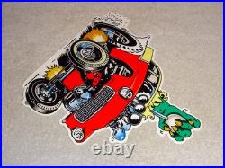 Vintage Ratfink Drives 1950 Stick Chevrolet 12 Metal Gasoline Oil Rat Fink Sign